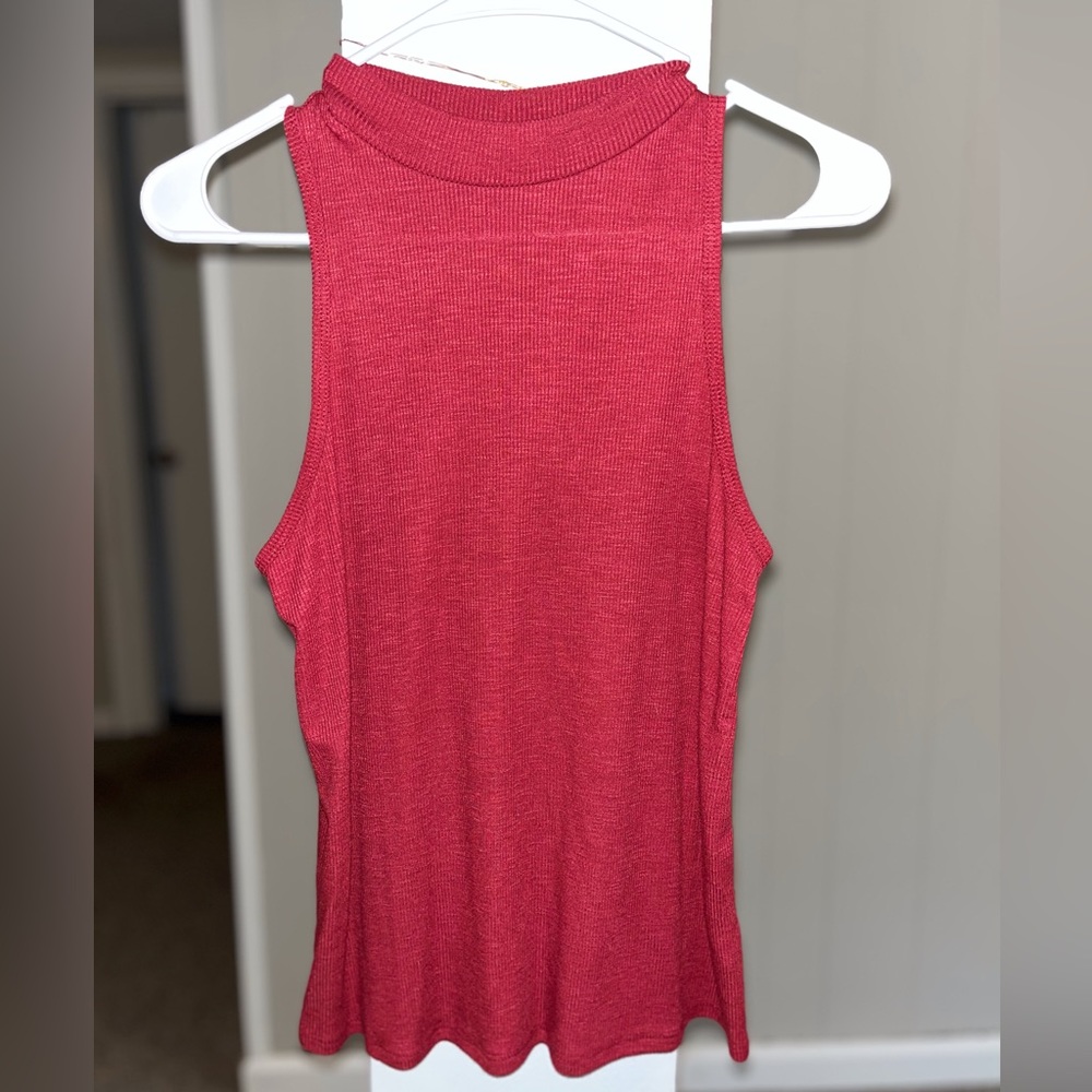 Red Mock Neck Top